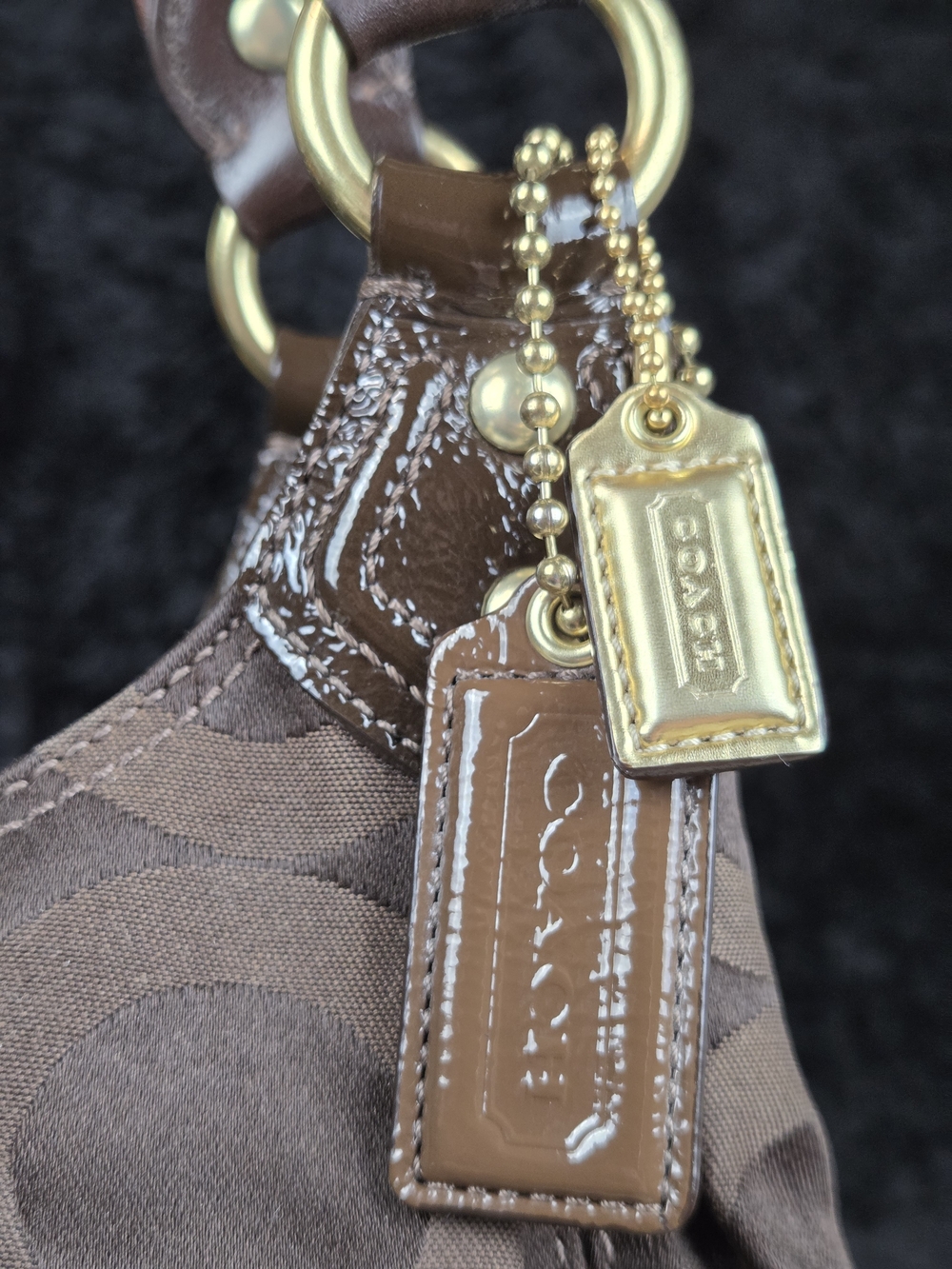 Coach Madison Op Art Maggie Shoulder Bag Brown Signature Sateen Style 14305 - Picture 3 of 16
